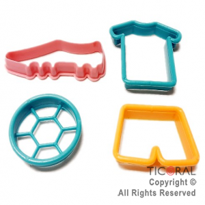 CORTANTE SET PARA GALLETITAS FUTBOL PLASTICO 4 X 1